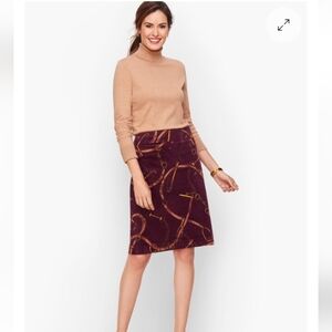 Nwt Talbots Elegant Chain Print Corduroy Skirt